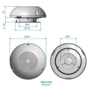 ROCA RVS Ventilator Diam 200mm Gepolijst