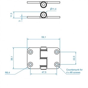 Roca frictiescharnier 449114 Pen onder38x60mm