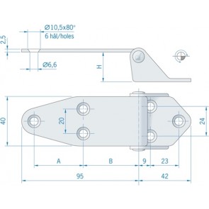 Roca hoekscharnier RVS 137 x 40 mm 441732