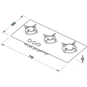 Thetford Topline 931 3-pits inbouwkooktoestel glas