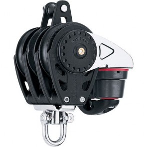 Harken 75mm carbo driedubbel Ratchamatic blok + swivel + klem + hondsvot 2685