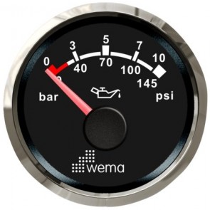 Wema Silver serie oliedruk 10 bar meter NMEA2000 zwart