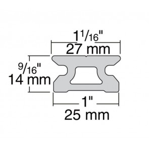 Harken MR 27mm low-beam CB rail 100cm met stoppergaten R27.1M