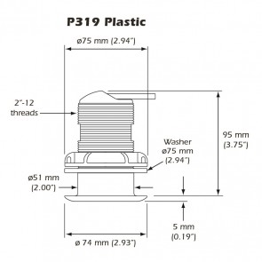 Transducer Airmar P319 dual freq.Diepte / Temperatuur